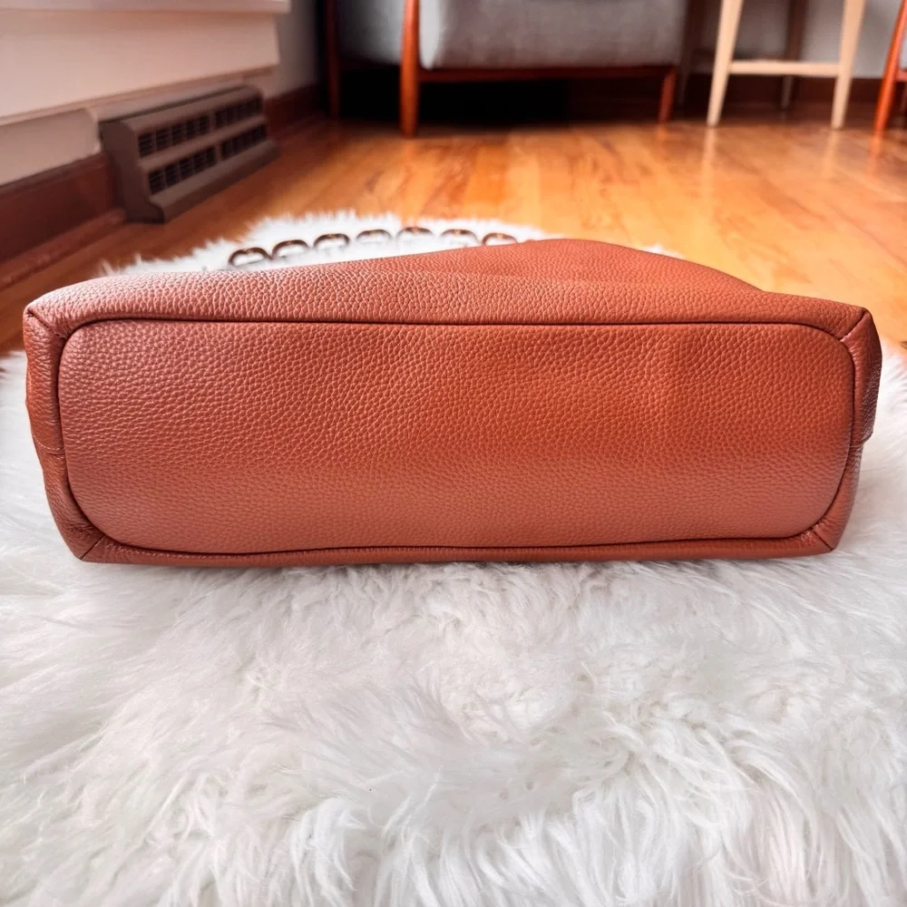 Sam Edelman Bay Large Leather Hobo Bag Chainlink Strap Caramel NWT